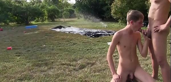  Pledging twink sucking dick outdoors